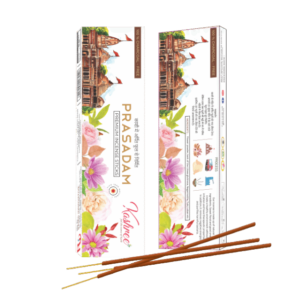 Prasadam (160 Natuarl Agarbatti Sticks) | Free Incense Stick Holder | Made From Kashi Temple Flowers |