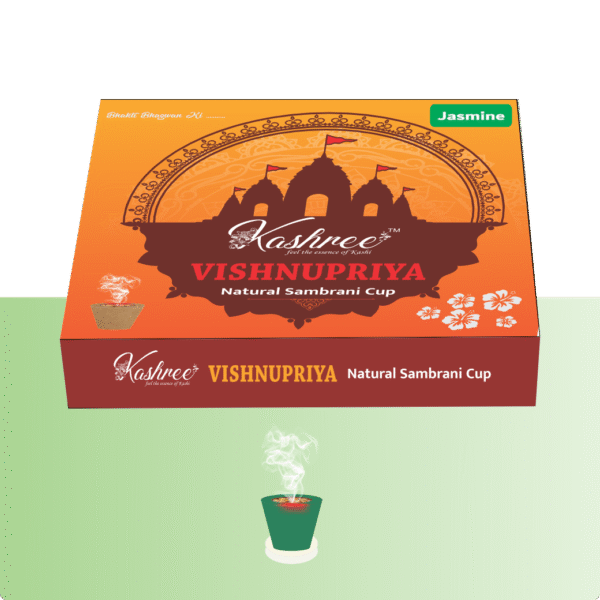 Vishnupriya Sambrani Havan Cup | Jasmine  | Pack of 2 (24 pcs +Burner Plate/Pack)