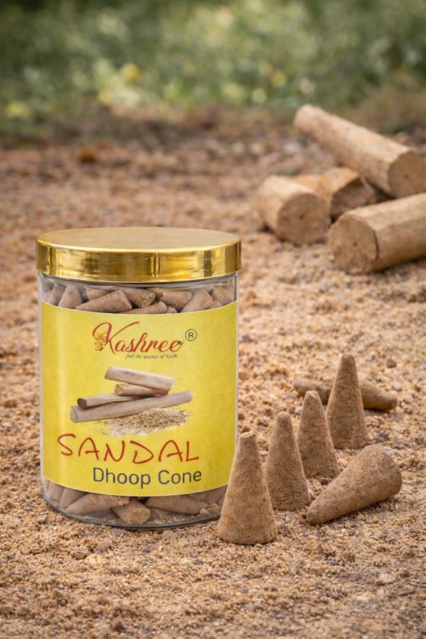 Kashree Divine Sandal Dhoop Cones – Pure Chandan Aroma | 200 GM Jar Pack