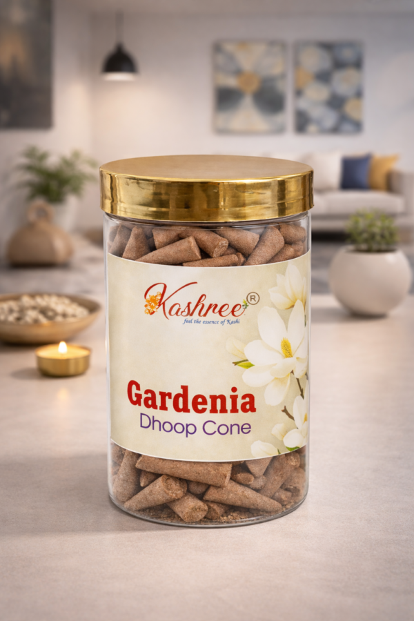Kashree Gardenia Dhoop Cones – Exotic White Floral & Charcoal Free | 200 GM Jar Pack